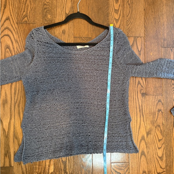 Hollister Women's Blue Large Open Knit Crochet Sweater Lightweight Pullover - Picture 9 of 10